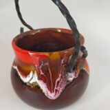 Valauris ceramic cauldron signed