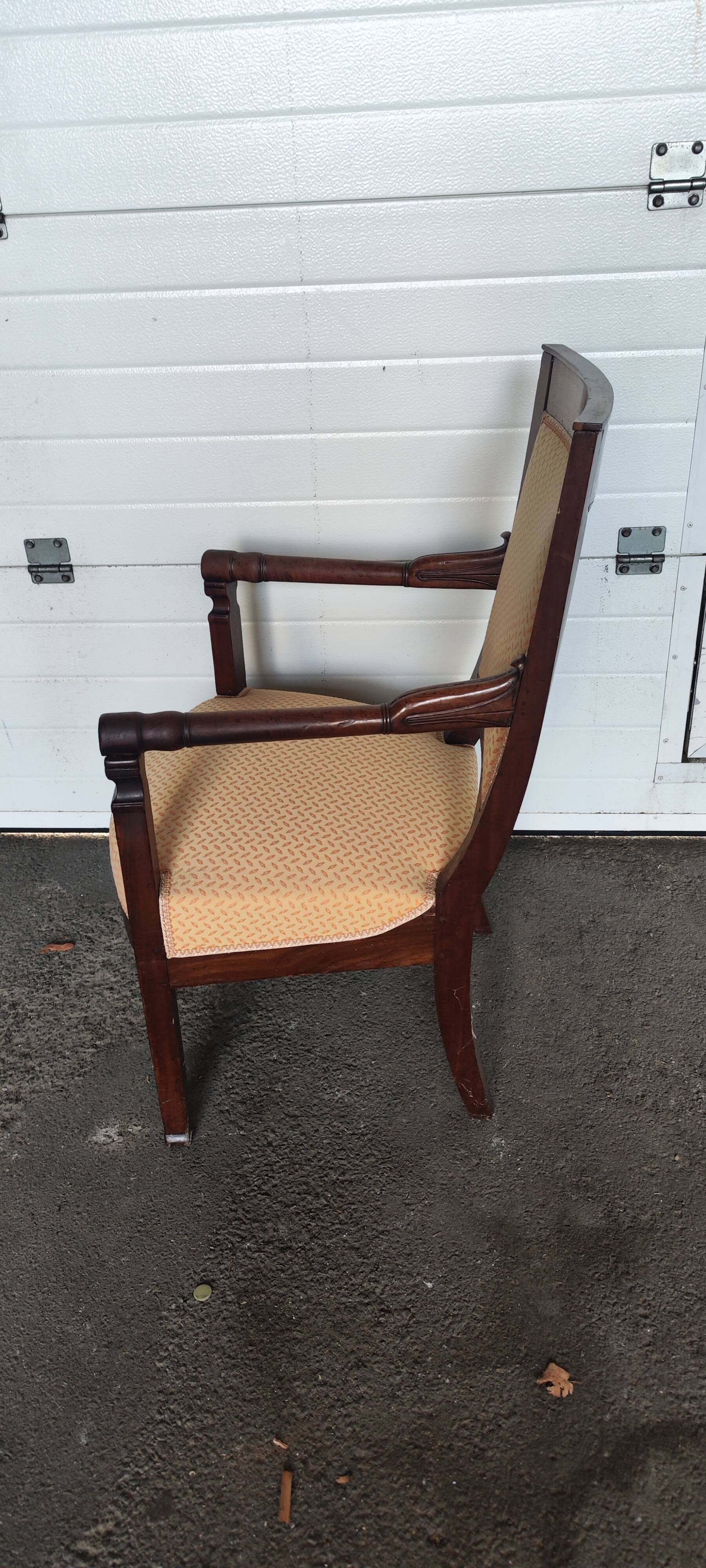 Empire style armchair in ecru fabric