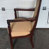 Empire style armchair in ecru fabric