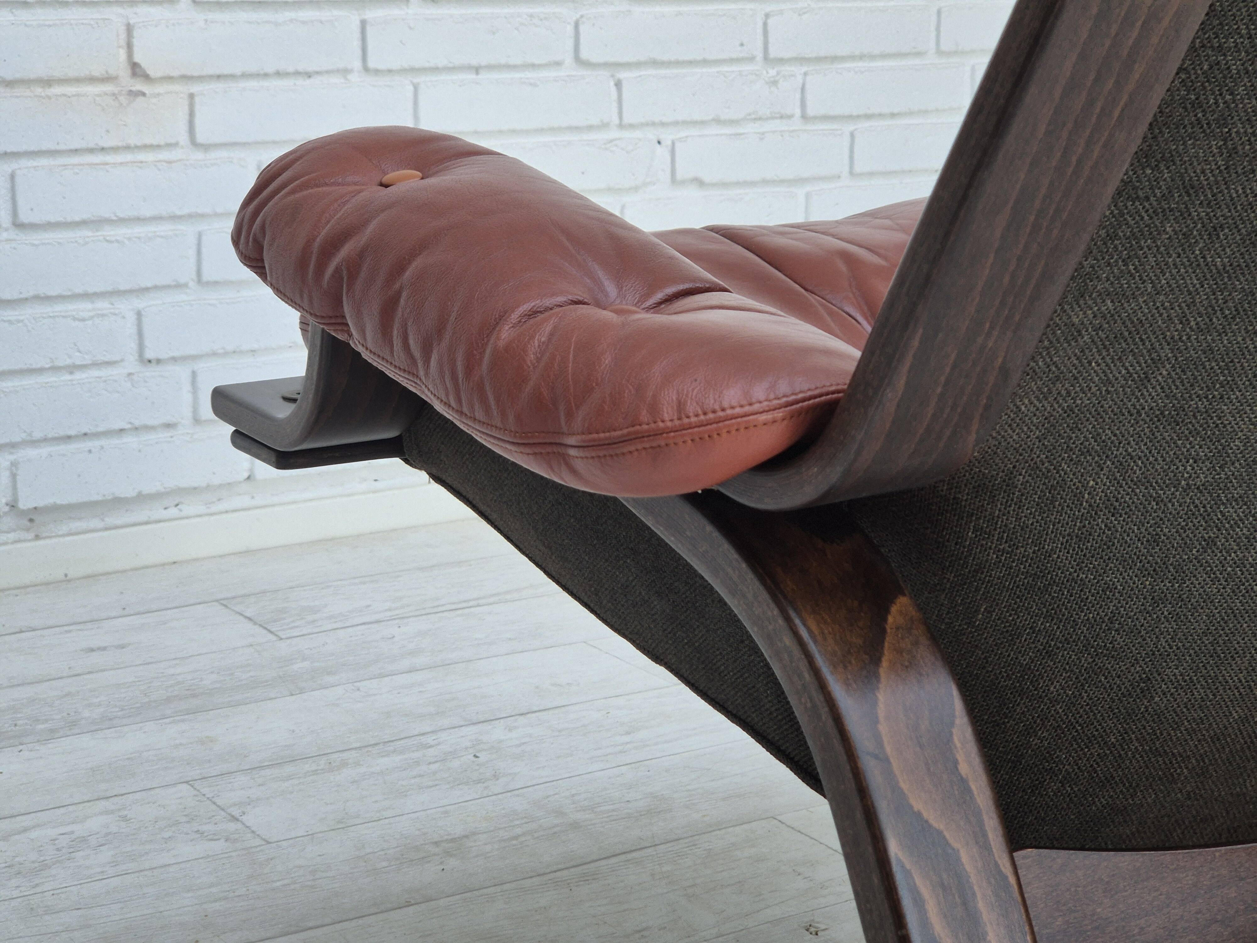 1970s, Scandinavian design, lounge chair, original very good condition, brown leather.