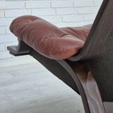 1970s, Scandinavian design, lounge chair, original very good condition, brown leather.
