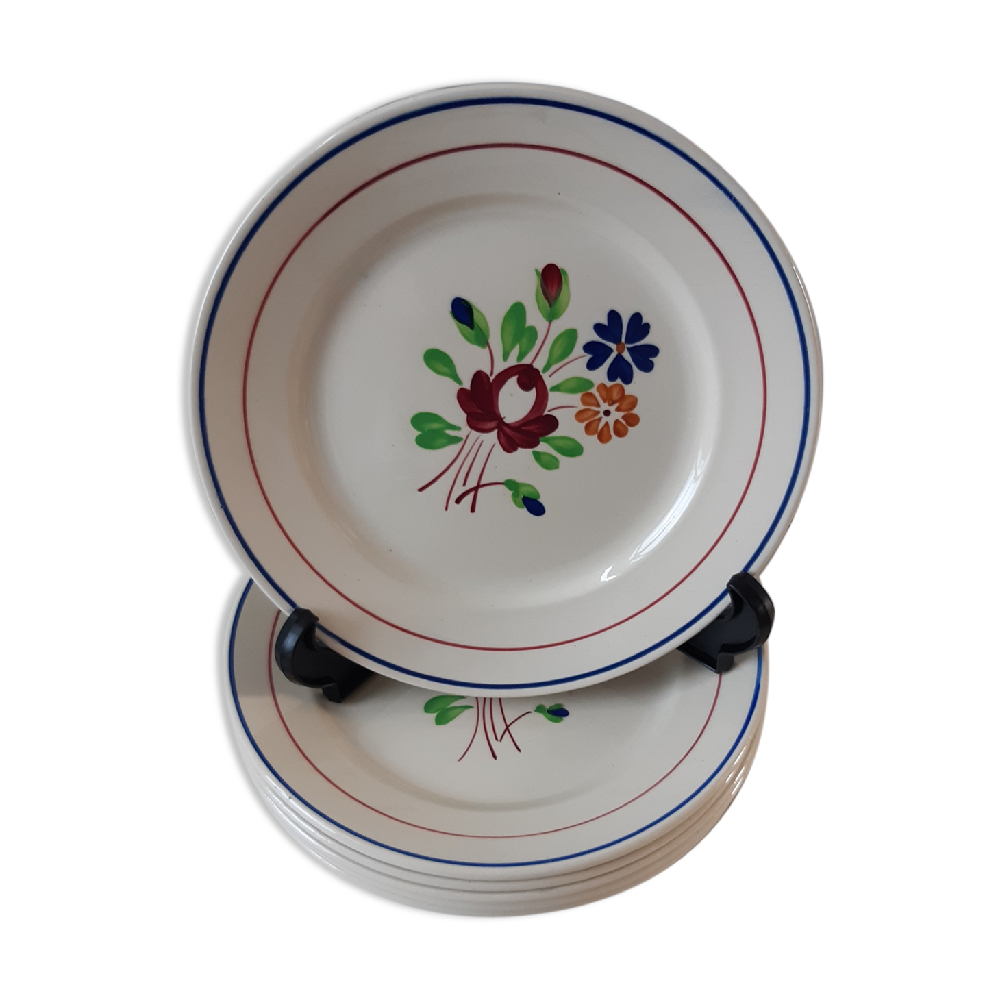 Set of 6 dessert plates Luneville model Chantilly