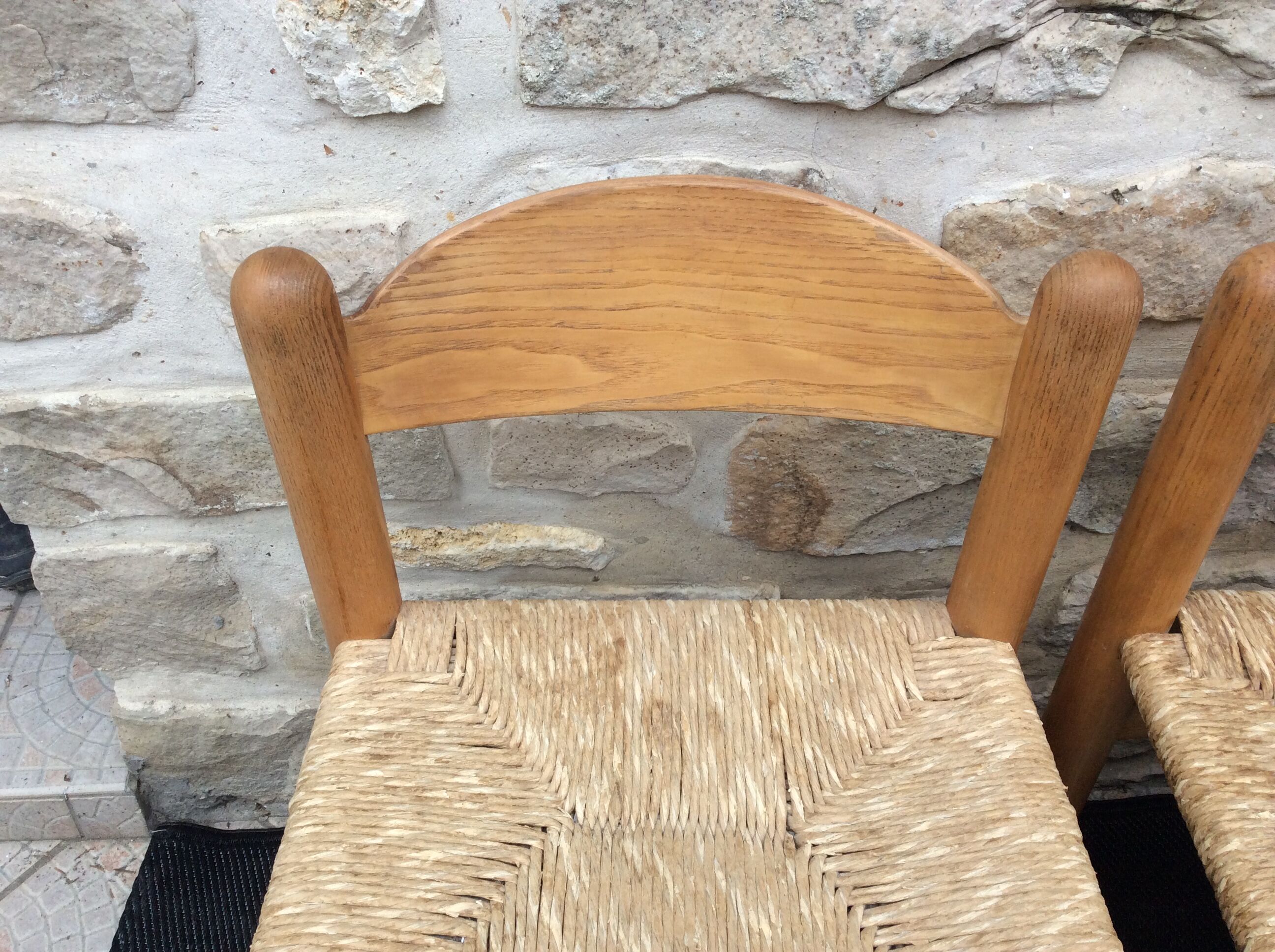 Straw seated wooden chairs