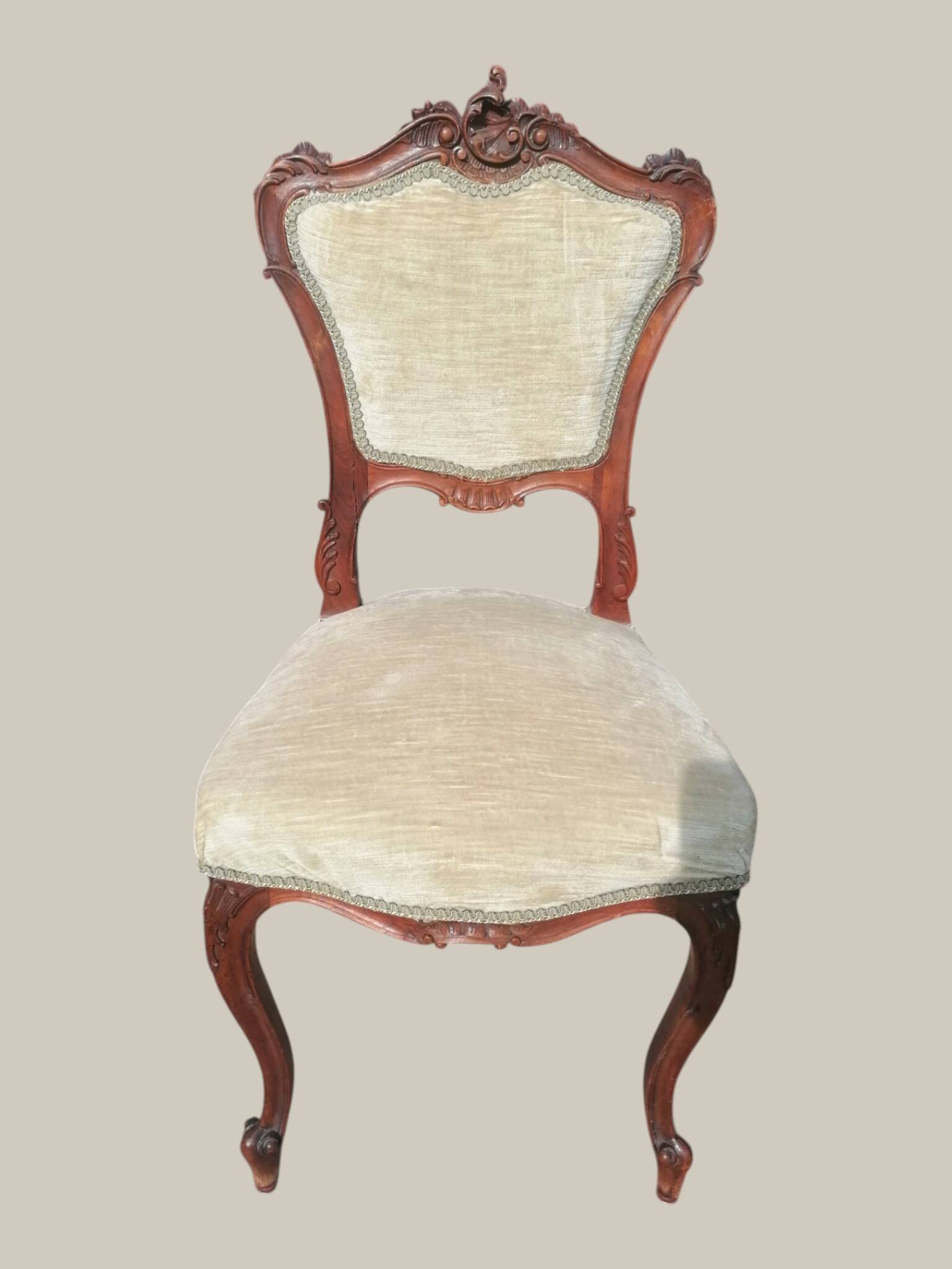 Salon Rocaille / Rococo - 2 fauteuils & 2 chaises - Noyer XIXe