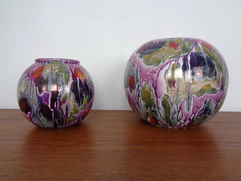 Ceramic vases 508-20 and 504-15 from Scheurich, 1970s, set of 2.