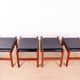 4 Tabourets Danois en teck et cuir noir modèle 40 par Hugo Farndsen 1960.