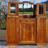 Buffet Art Déco en noyer avec marbres et guérites