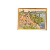 Huile sur toile originale suédoise – « Paysage » par Sonia Yander – Datée de 1983