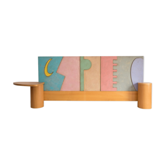 Vintage postmodern headboard by Luigi Radici for Arch. Rossini