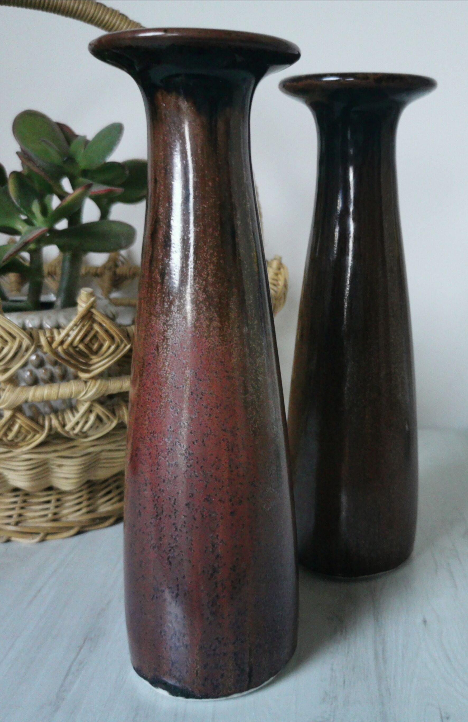 Paire de bougeoirs céramique émaillée