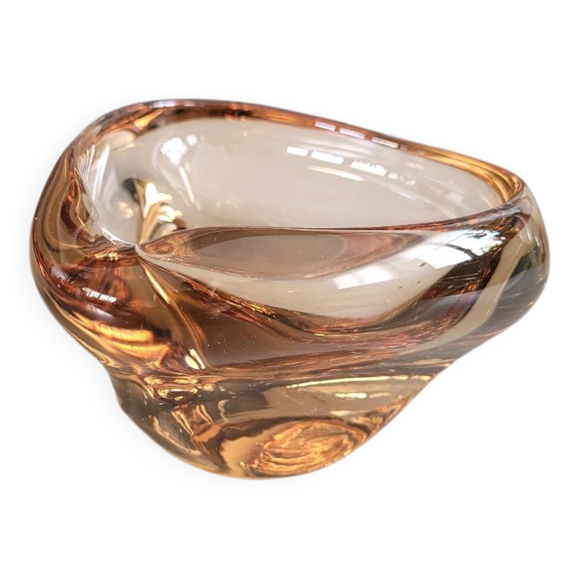 Vintage amber tinted glass ashtray
