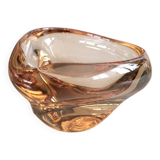 Vintage amber tinted glass ashtray