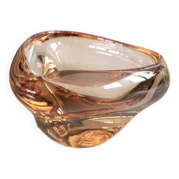 Vintage amber tinted glass ashtray