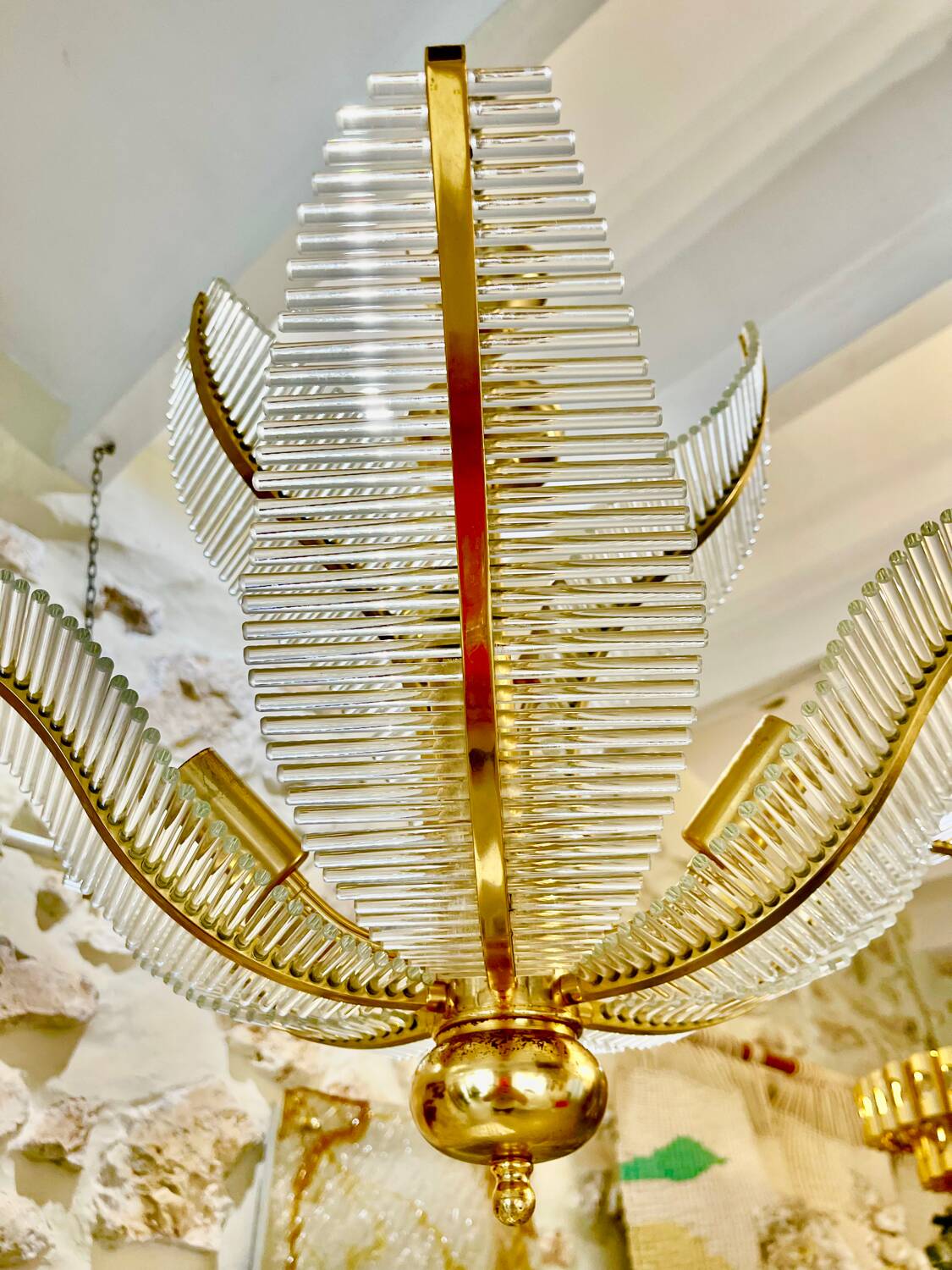 Palm model glass chandelier, Italy 1980 Venini