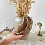 Vintage stoneware vase with draped effect glaze
