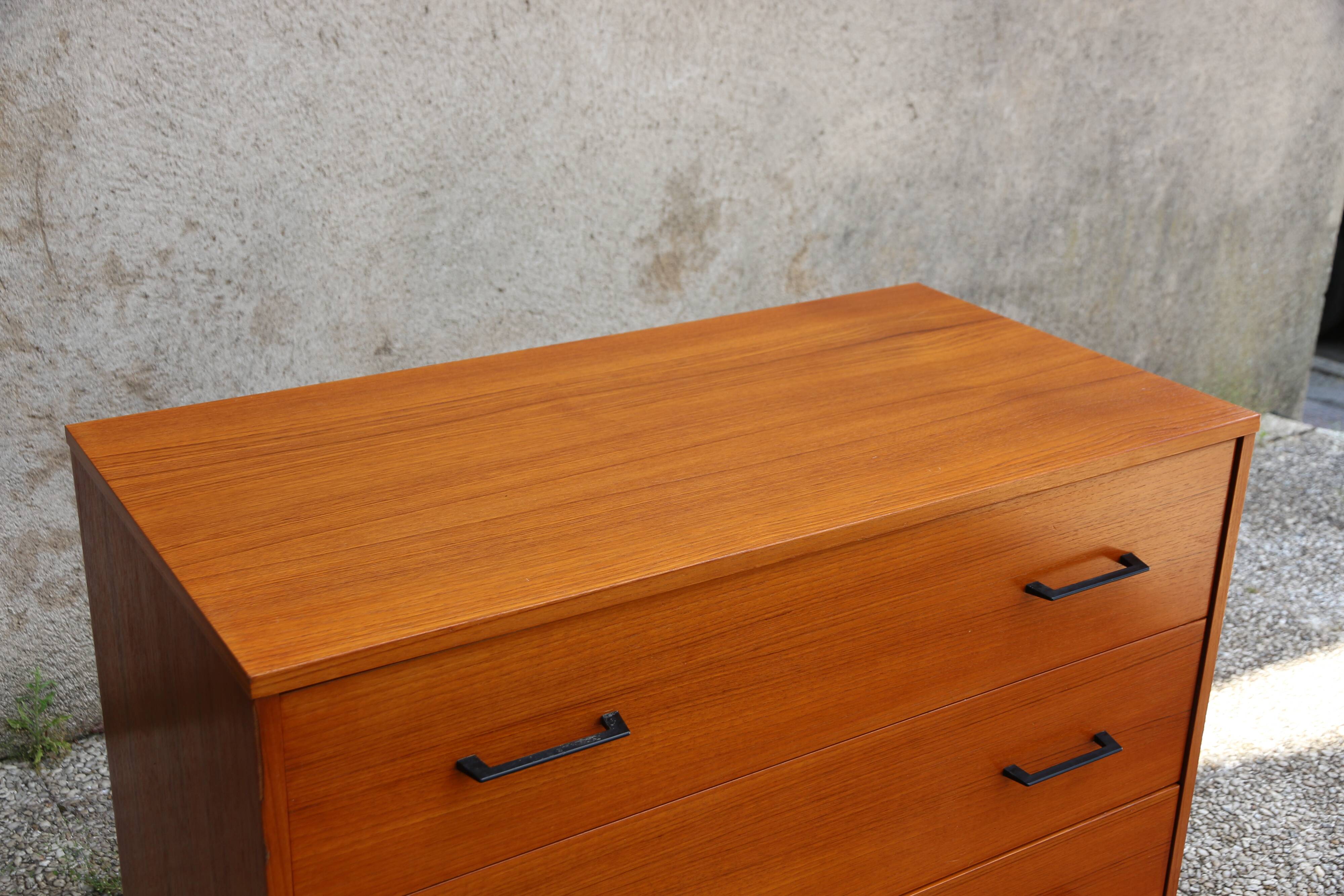 Scandinavian chest of drawers and bedside table from the 50s/60s, vintage teak