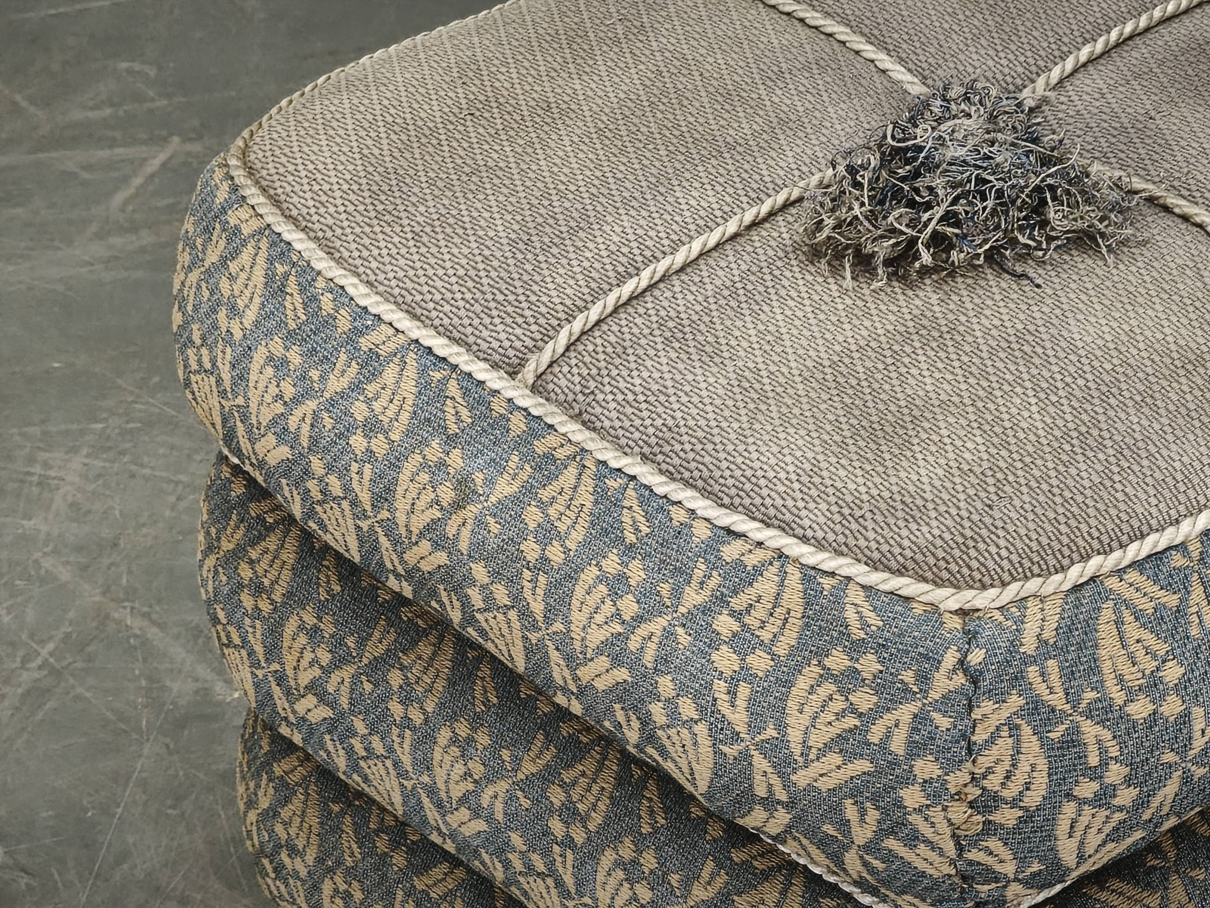 1930s Czech Art Deco Walnut Upholstered Footstool Ottoman