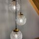 Suspension cascade three lights vintage globes in molded glass