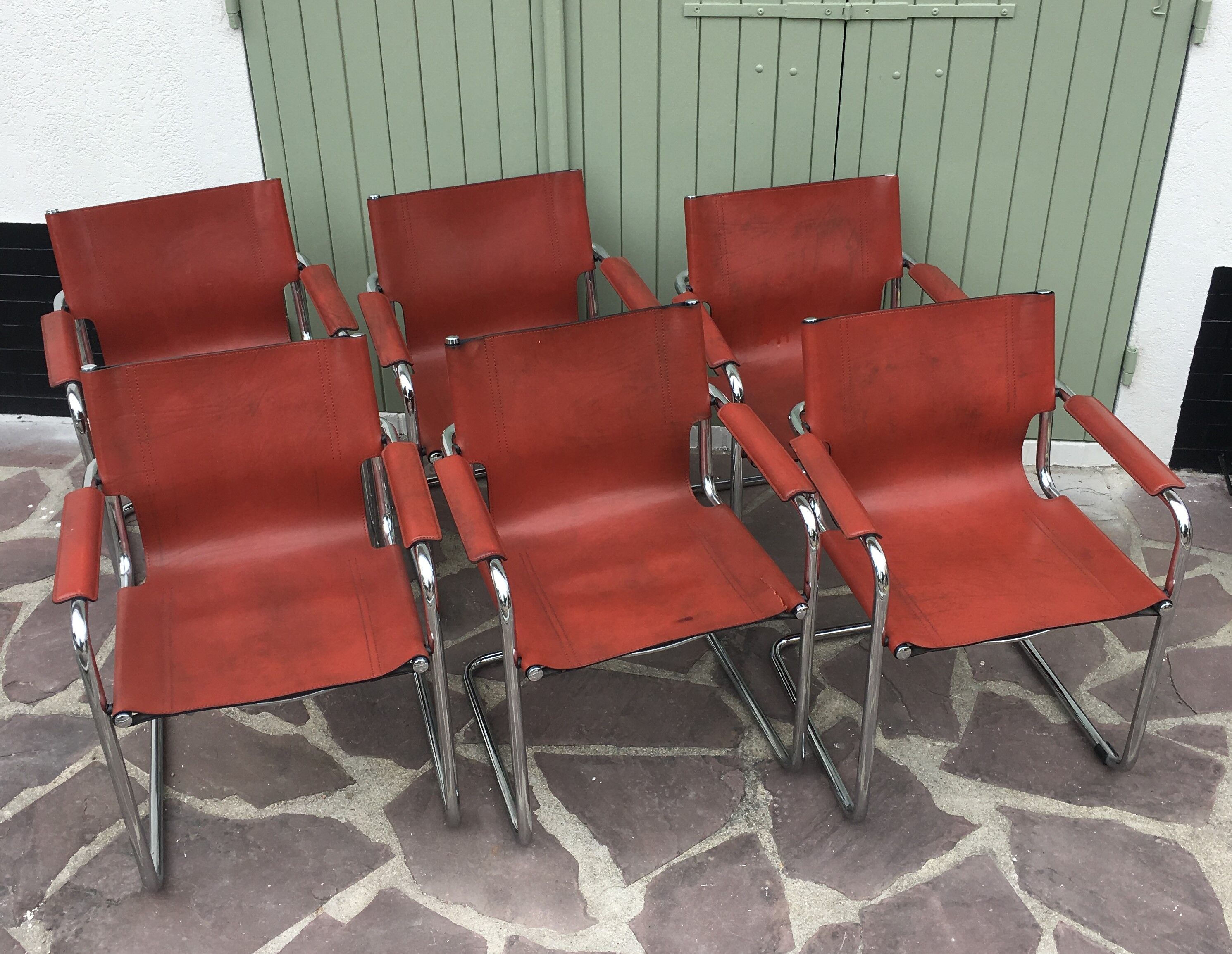 6 leather and chrome desk chair