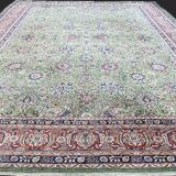 Large emerald Tabriz Persian rug 520x350 cm