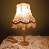 Vintage brass granny lamp | Ecru silk pagoda shade, 1950s/60s