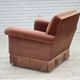 1970s, Danish armchair, salmon pink furniture velour, beech wood.
