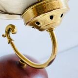 Vintage mother-of-pearl and brass flower wall lamp