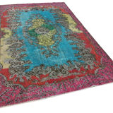 Hand-knotted distressed oriental 1980s 180 cm x 280 cm multicolor carpet