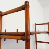 Large vintage rattan, wood and cane bookcase from the 70s