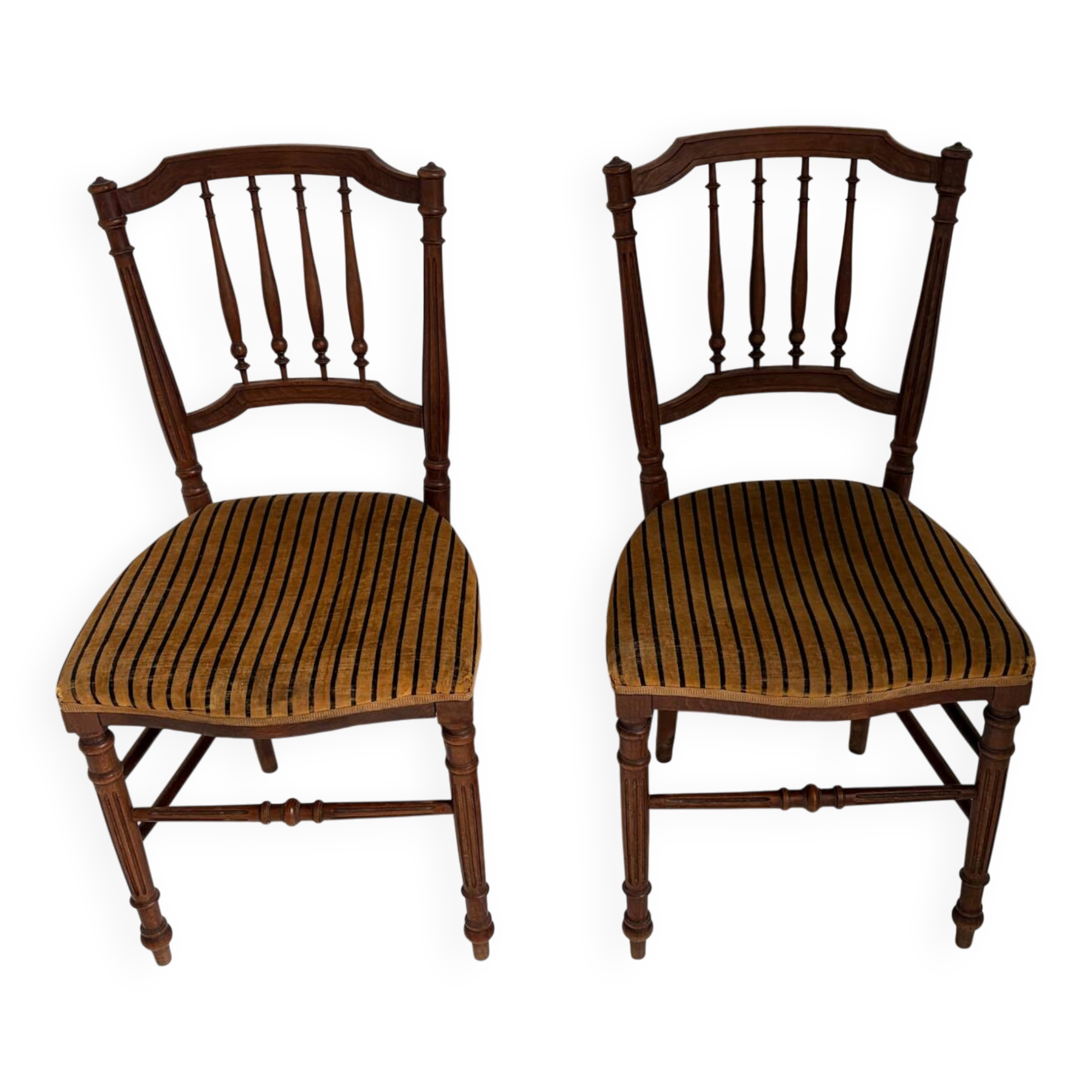Pair of lovely Napoleon III / Louis XVI chairs - Striped velvet