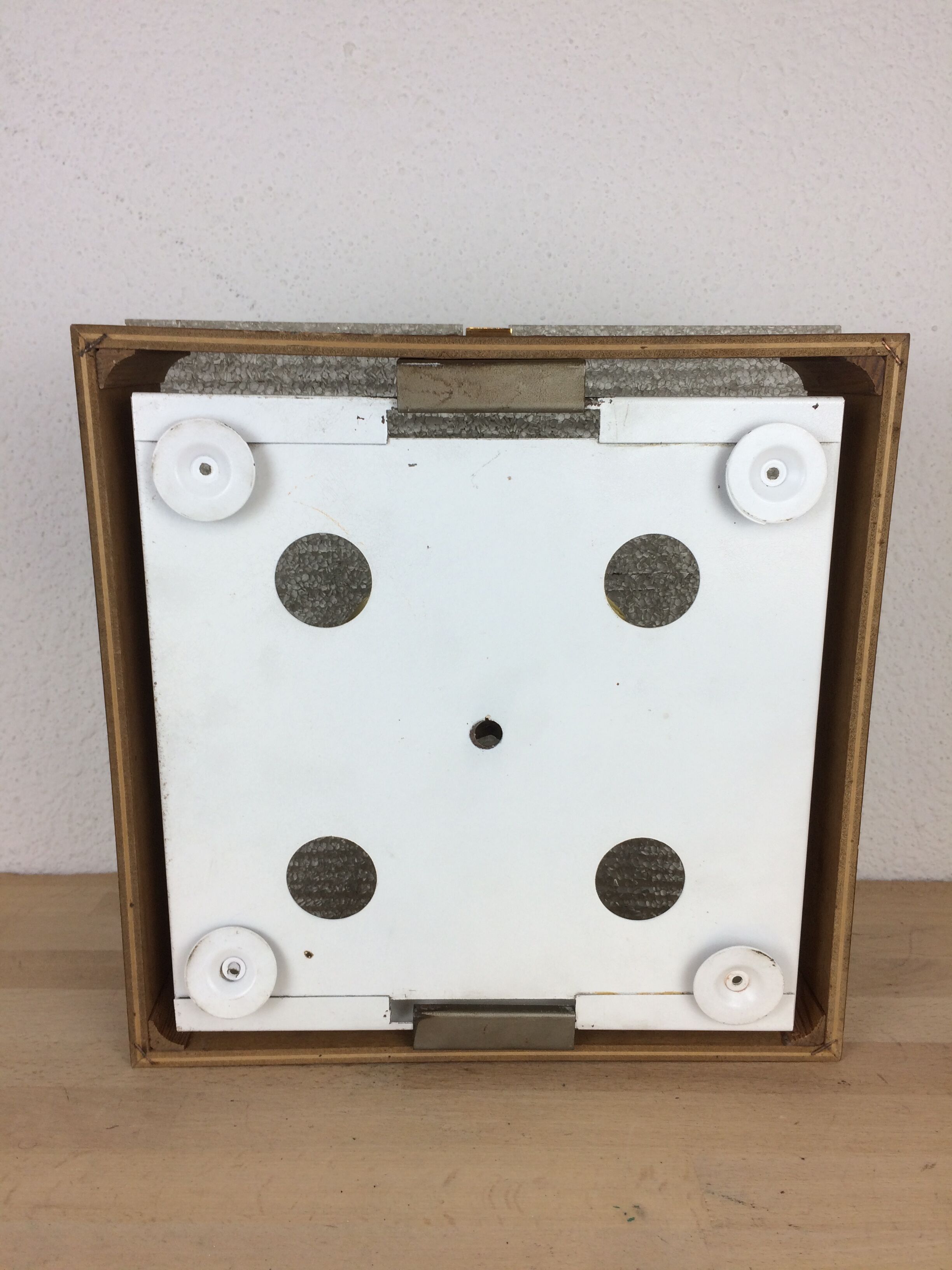 Scandinavian square wall lamp perspex and teak, ceiling lamp