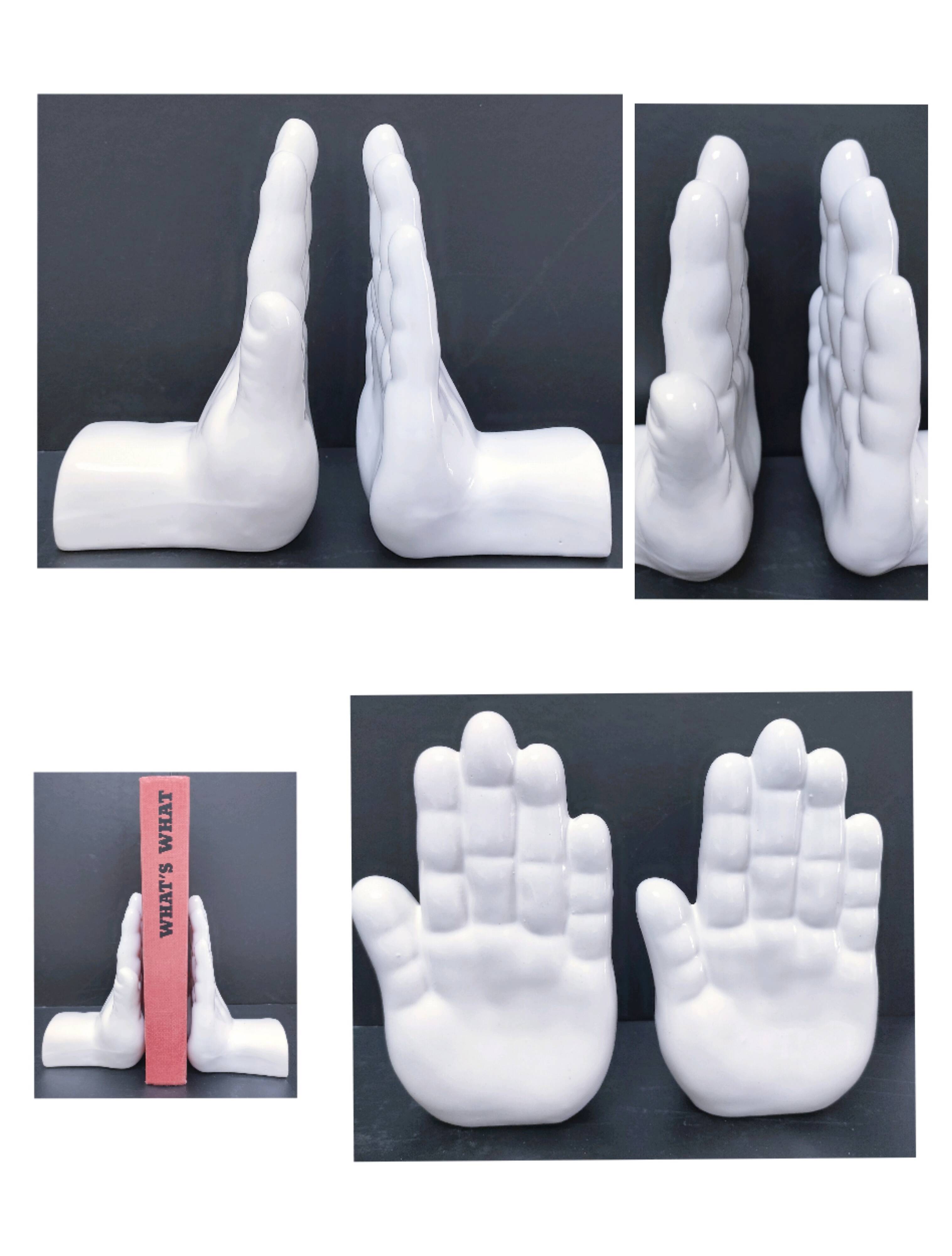 Pair of 80s design ceramic hand bookends