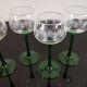 4 Vintage Alsace Wine Glasses with green feet floral decorations