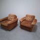 Pair of Mid-Century Modern Czech Lounge Armchairs with Rolling Casters
