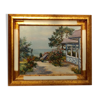 Oil painting on canvas signed Normandie