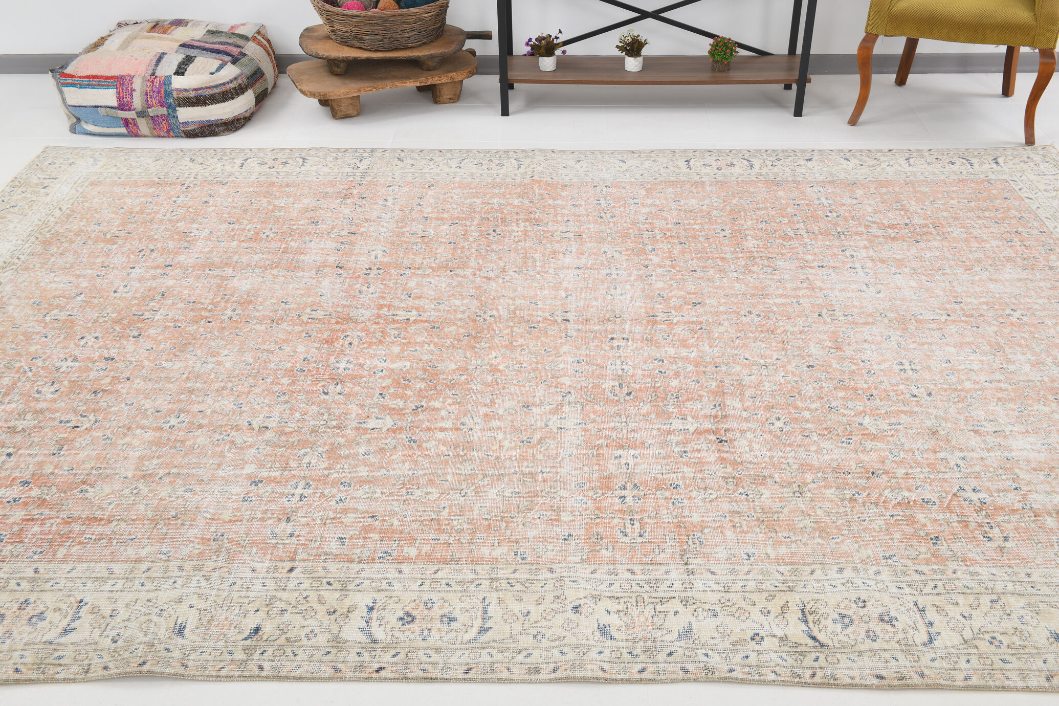8x12 neutral color floral farmhouse rug 362x257cm