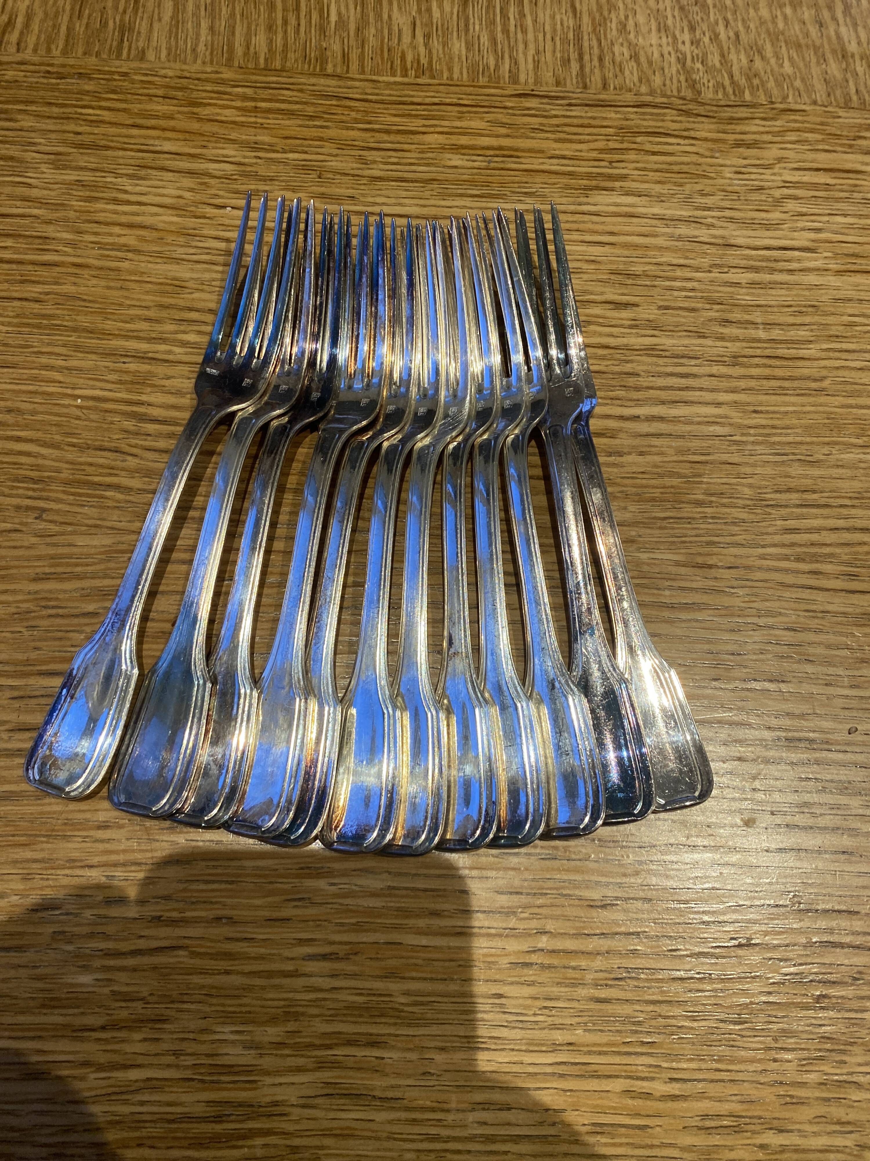 12 silver-plated dessert forks