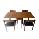 1970’s mid century drop leaf dining table and 4 dining chairs by Schreiber