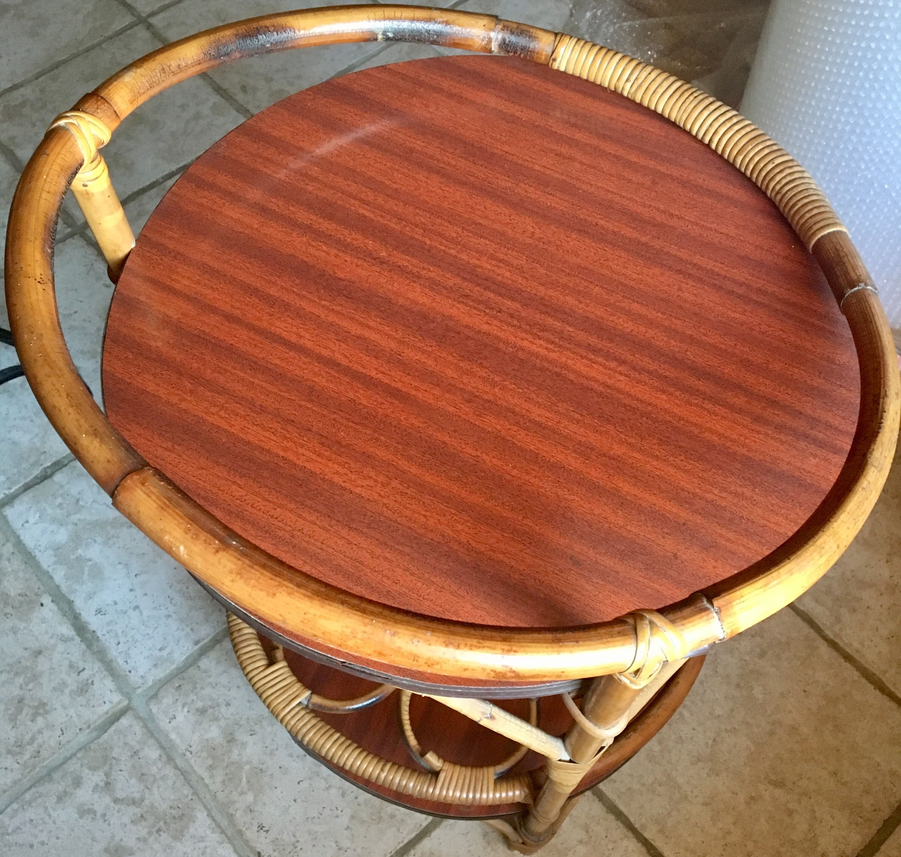 Desserte/bar , bambou et formica, années 60