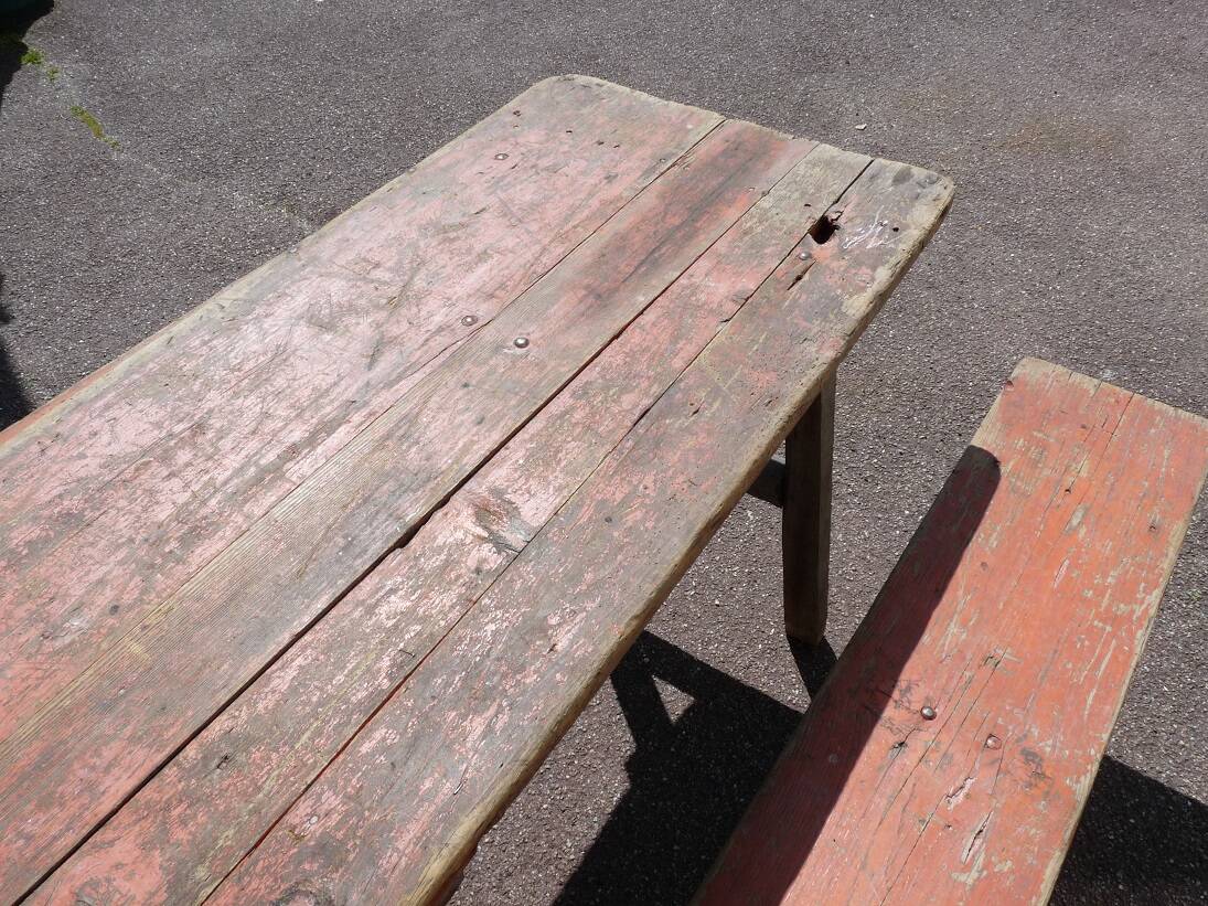 Table + 2 brewery benches - old brewery L.F. Haag Ingwiller prey