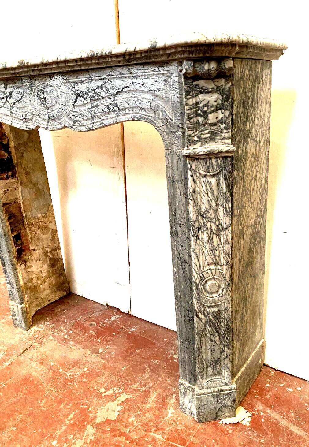 Louis XV style fireplace Model Pompadour Blue marble Turquin XX century