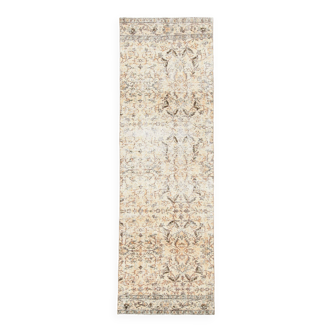 3x10 Beige & Brown Turkish Runner Rug, 84x263Cm