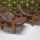 Pair of leather armchairs and an ottoman, Sweden 1970.