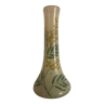 Ancien vase soliflore en verre soufflé, décor floral, période art nouveau 1900