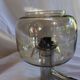 Chrome metal chandelier 3 vintage smoky glass globes