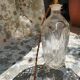 Table lamp - glass foot and hook lampshade 70s