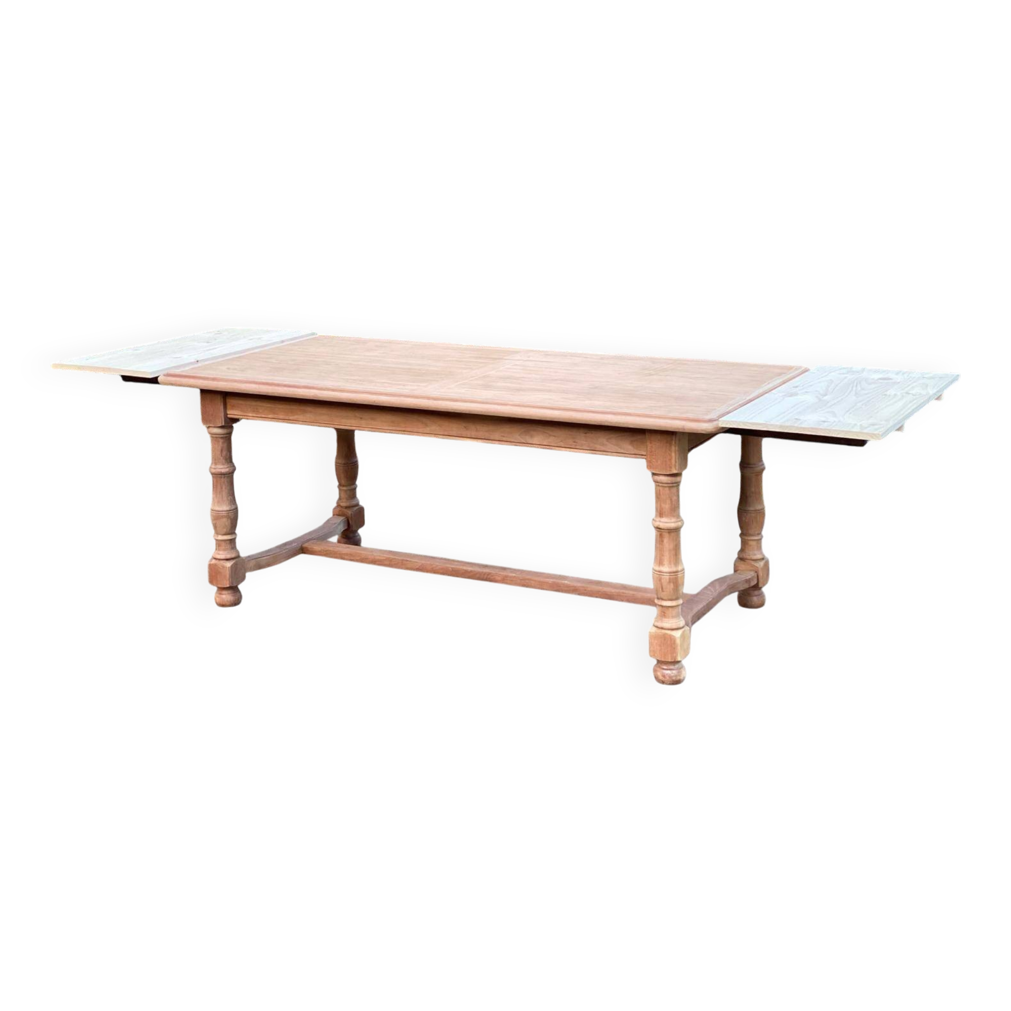Renovated extendable farmhouse table in solid raw cherry wood 265cm