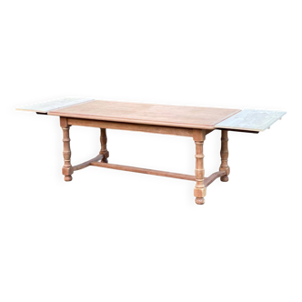 Renovated extendable farmhouse table in solid raw cherry wood 265cm