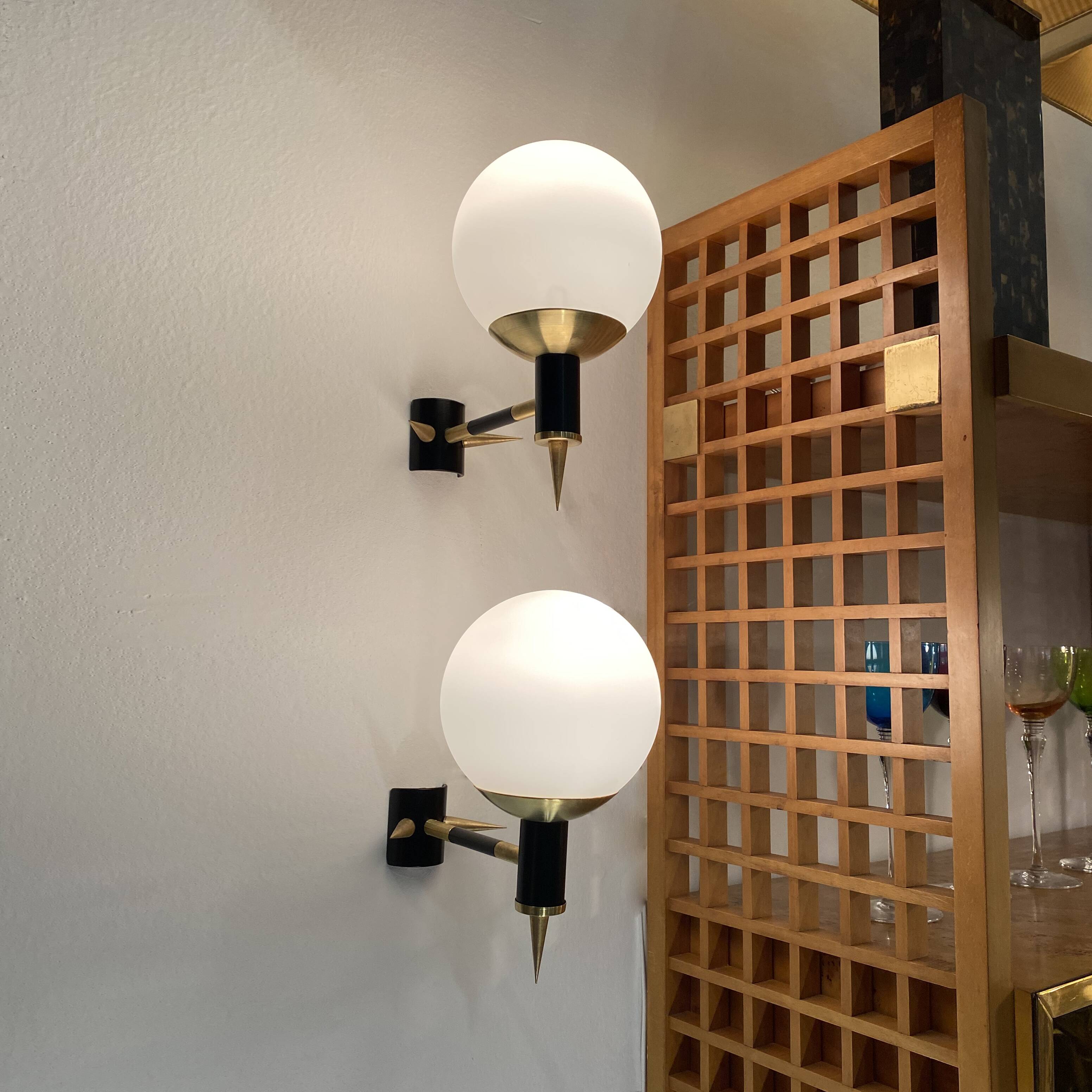 Maison Arlus Manner Wall Lights vintage retro sconces Brass Glass