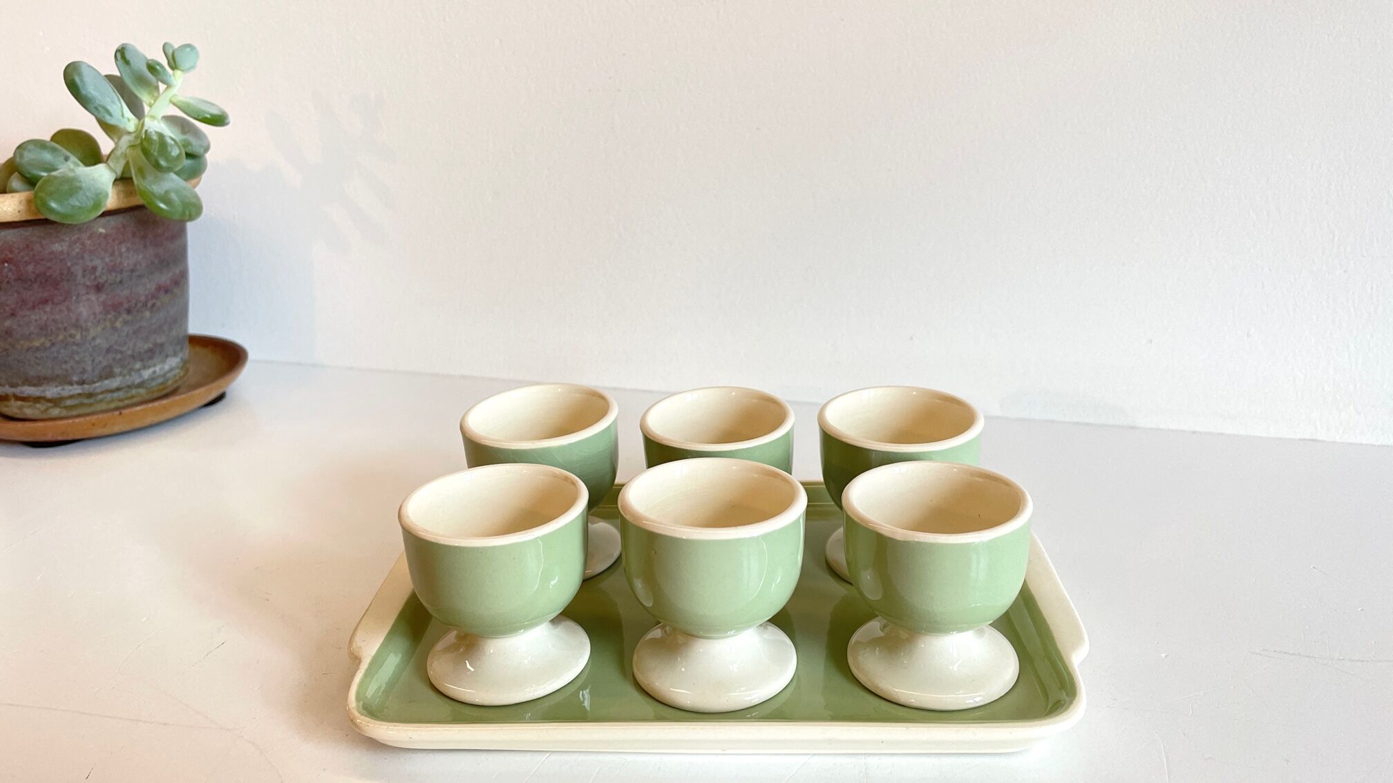 6 coquetiers sur plateau céramique par villeroy & boch